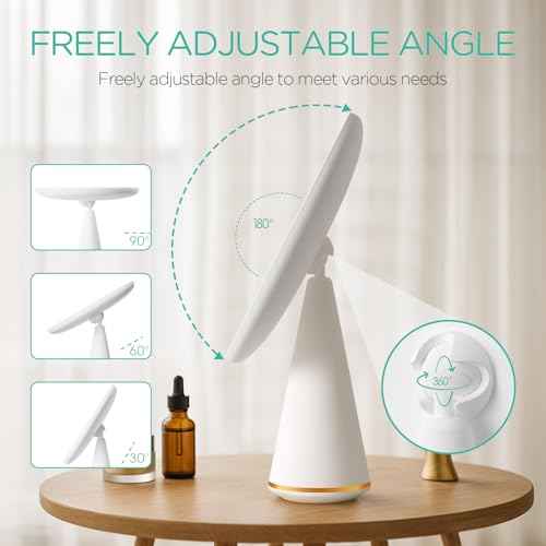 VOYOR Makeup Mirror Rechargeable Travel Vanity Mirror with Lights Removable Desk Mirror Adjustable Angle Light up Makeup Mirror 3 Levels of Adjustable Brightness Led Mirror Makeup CM110