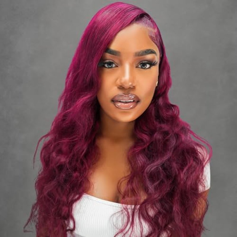 99J Burgundy Body Wave Lace Front Wig - 13x4 Human Hair, 150% Density, Bleached Knots, Natural Hairline, Glueless, Heat Resistant for Black Women 30 Inches, Soft & Silky (18 Inch)