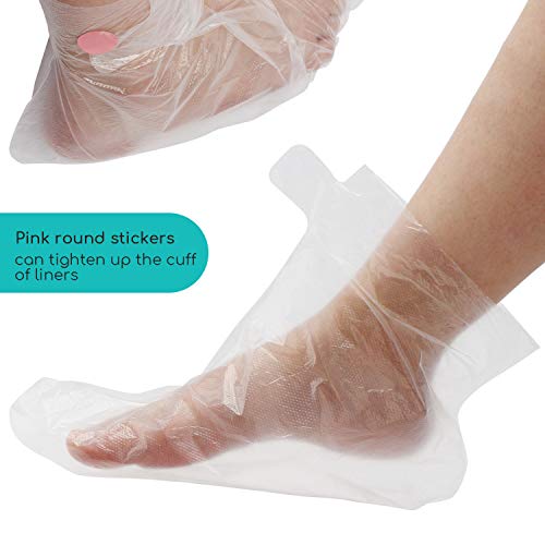 Segbeauty Paraffin Bath Liners for Foot, 200 Counts Plastic Foot Covers, Booties for Feet Thermal Foot Liners, Foot Protectors with 200 Stickers for Snug Closure, Wax thera-py Foot Bags