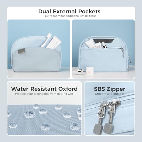 pack all Travel Toiletry Bag, Multi-Compartment Cosmetic Bag, Water-Resistant Makeup Bag for Toiletries, Accessories (Glacier Blue)