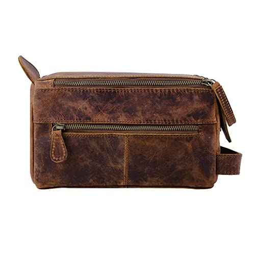 Handmade World Toiletry Bag for Men Dopp Kit genuine Buffalo Leather Toiletry Bag Case Travel Accessories Makeup cosmetic Essentials Organizer Leather Travel Toiletries Bag