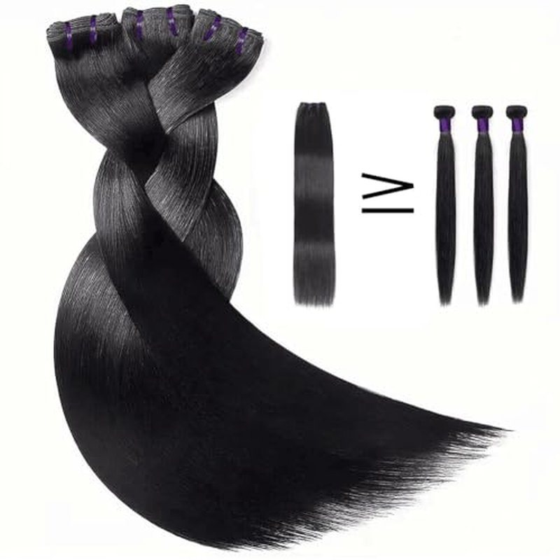 Straight Human Hair Bundles 100% Unprocessed Brazilian Virgin Human Hair 16A Straight 3 Bundles for Black Women Double Weft Natural Black