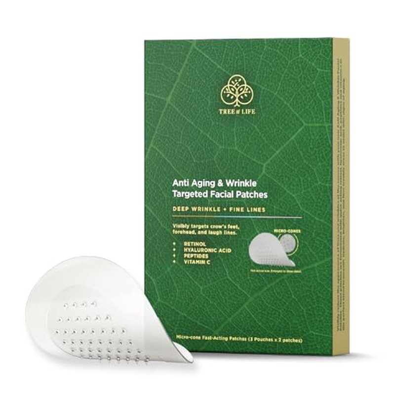Deep Wrinkle Targeted Patches with Advanced Retinol, Hyaluronic Acid, Vitamin C, and Peptides for Forehead and Between Eyes, 6 Patches