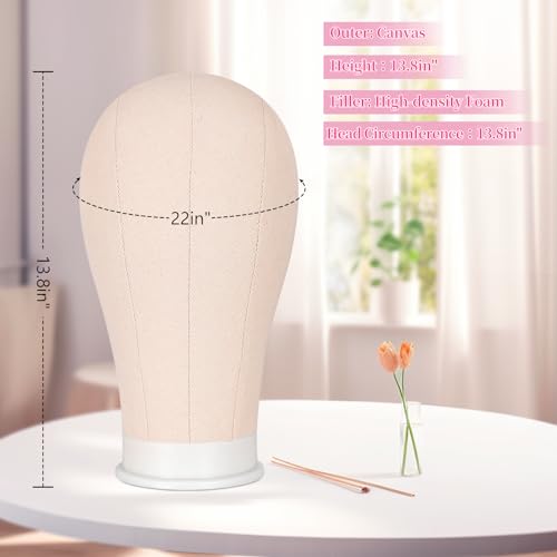 63In Wig Stand Tripod with 22In Head, Canvas Wig Head Stand with Mannequin Head for Wigs Manikin Head Block Set for Wigs Making Display
