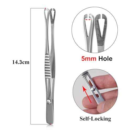 Triangle Opening Tweezer Piercing Clamps Ear Nose Septum Piercing Kit for All Piercing 361L Stainless Steel Slotted Locking Ear Lip Nose Belly Navel Tongue Body Piercing Kit