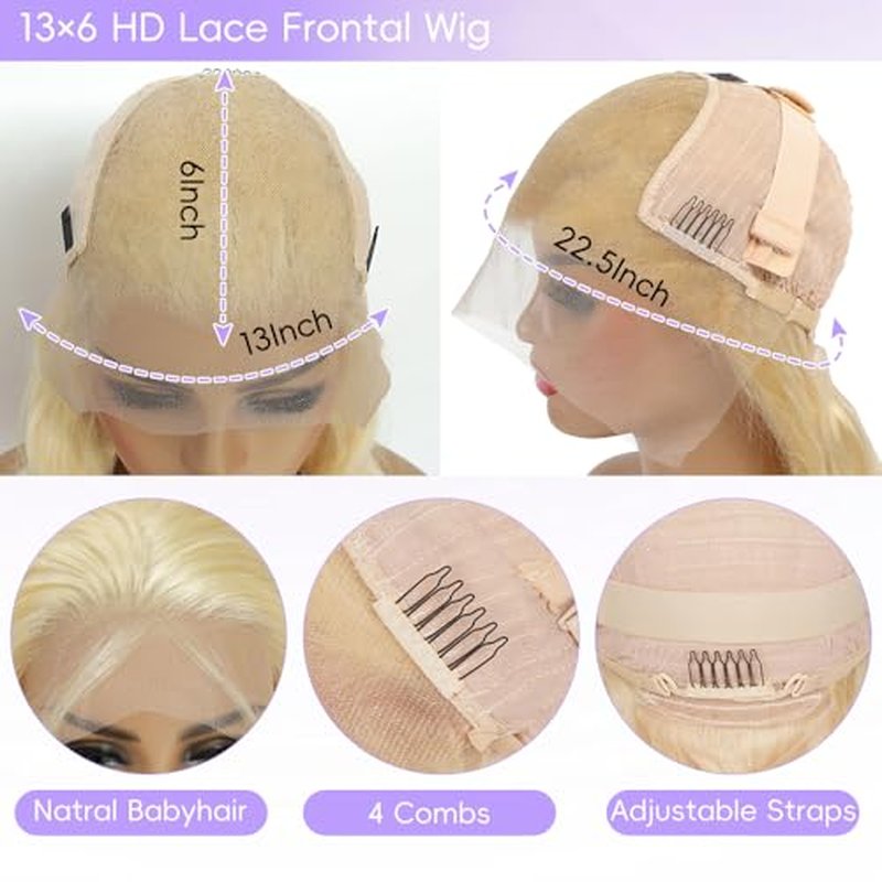 30 Inch 613 Lace Front Wig Human Hair 13x6 Blonde Wig Human Hair 200% Density Body Wave HD Blonde Lace Frontal Wigs Human Hair Pre Plucked Glueless