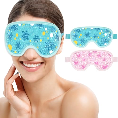 Cooling Eye Mask Cold Eye Compress Mask for Puffy Eyes, Reusable Eye Ice Pack Gel Ice Eye Mask for Tired Eyes, Eyes Surgery, Migraines, Stress Relief, Itchy Eyes, Skin Care, Eye Spa 2PCS