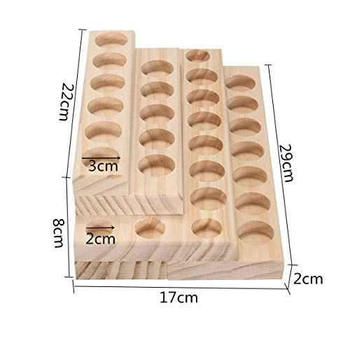 Pure Vie 4 Tier Essential Oil Bottles Wooden Storage Display Stand Travel Display Presentation Holder, Cosmetic Aromatherapy Organizer Rack Nail Polish Fragrance Container - Holds 30 Slots (15 ml)