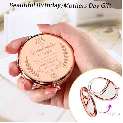 Soulpetals Granddaughter Gifts from Grandma,Granddaughter Gifts, Birthday Gifts for Granddaughter,to My Granddaughter Makeup Compact Mirror