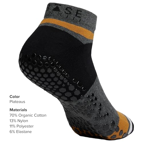 Base 33 Low Rise Grip Socks for Pilates, Yoga, Martial Arts, Lifting and Barre Grip Low Rise 2 Pack Limestone/Plateaus Large