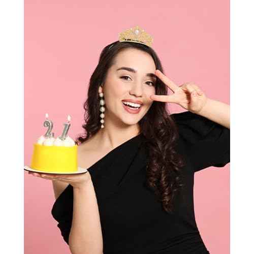 Wecoe Small Crown Tiara for Flower Bouquets - Mini Birthday Crown, Cake Decorations, Wedding Hair Accessories, Ornaments, Gifts