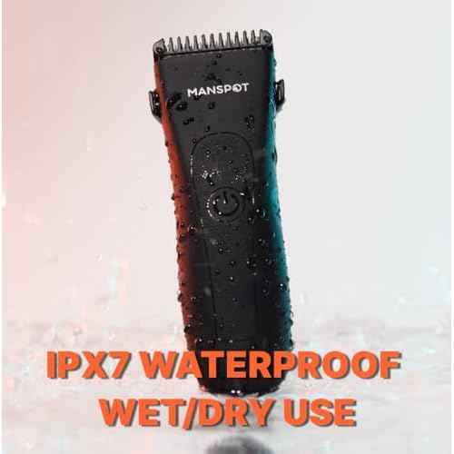 MANSPOT Manscape Groin & Body Hair Trimmer for Men, Electric Ball Pubic Trimmer Shaver,Manscape Kit with 4 Guard,Replaceable Ceramic Blade Heads,Waterproof Wet/Dry Shaver,90 Minutes Shaving