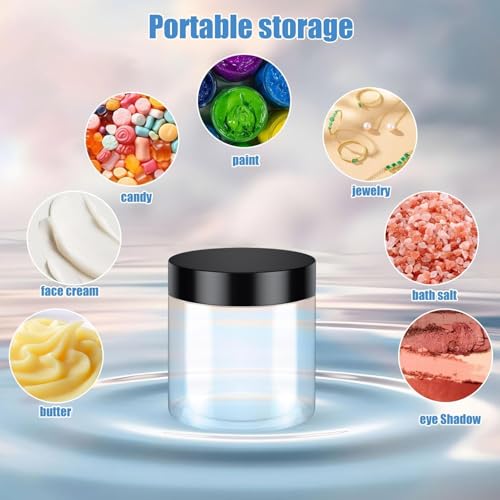 90 Pack 4 Oz Plastic Containers with Lids, OBKJJ Clear Travel Size Leak Proof Makeup Travel Containers BPA Free Cosmetic Slime Jars for Lotion, Cream, Body Butter, Makeup, Ointments (90)