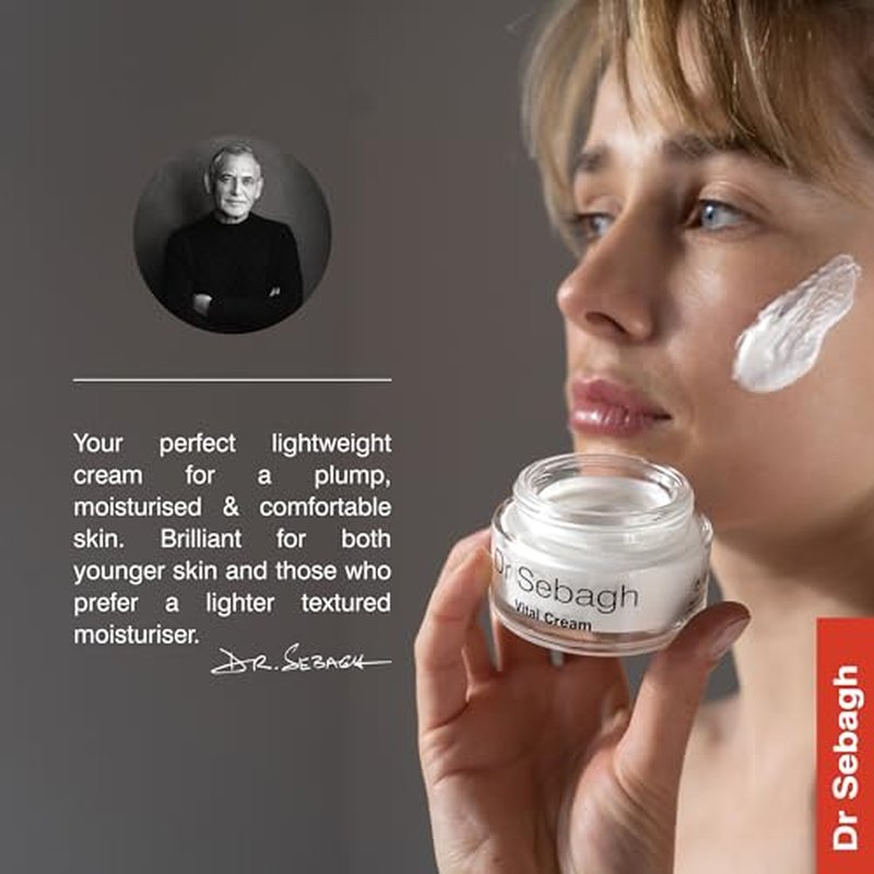 Dr Sebagh Vital Cream (1.7 fl oz) - Hydrating Moisturizer Face Cream - Revitalizing Facial Moisturizer for Normal/Dry Skin - Vitamin C Anti Aging - Deep Moisturizing & Lifting Formula