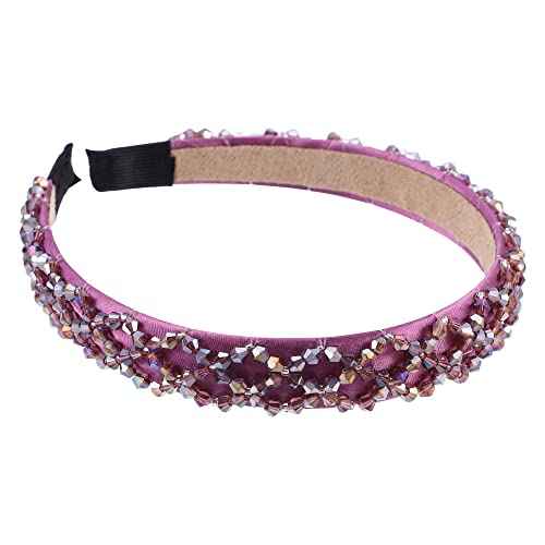 VOCOSTE Rhinestone Headbands, Sparkle Bling Headbands, Crystal Embellished Headband, Dark Purple Headband, Beaded Hairband, Hair Accessories for Women