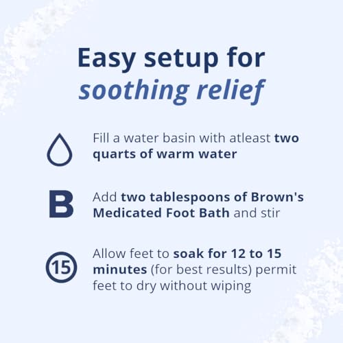 Brown's Original Medicated Foot Bath Soothing Relief for Corns, Calluses, Bunions & Odor ? Exfoliating Foot Soak for Dry, Soft Feet (8oz)