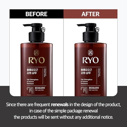 RYO Strengthen & Volume Shampoo with Korean Ginseng & Caffeine - Volumizing and Revitalizing for Fine Hair, Anti Loss Care, Strengthening hair roots, 16 Fl Oz.