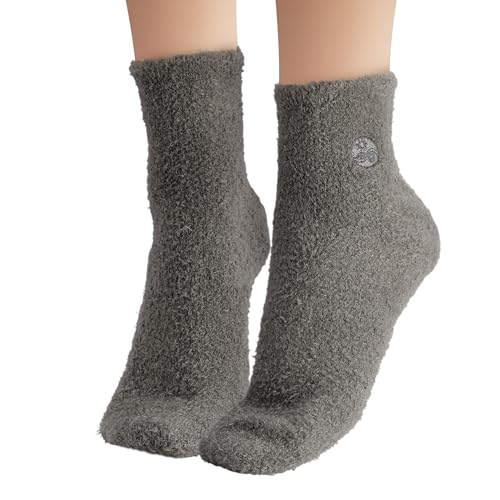 Earth Therapeutics Aloe Socks ? Infused w/Aloe Vera & Vitamin E ? Helps Dry Feet, Cracked Heels, Calluses ? Use with Lotion ? Grey/Confetti (2 Pairs)