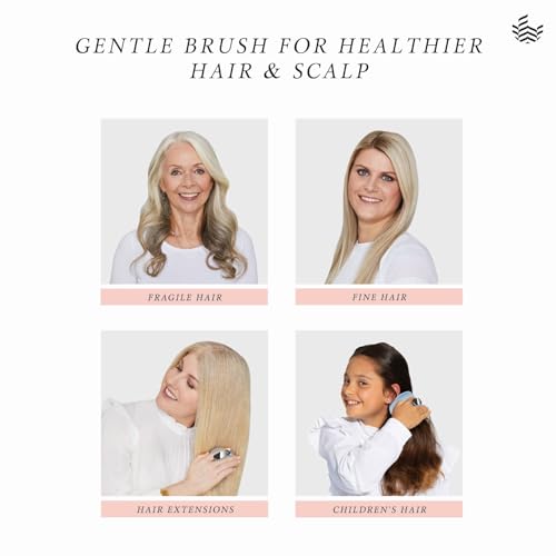 Manta Mirror Anti-Breakage Hairbrush ? Travel Brush for Women, Gentle Wet & Dry Detangling Brush with Scalp Massager, Blue