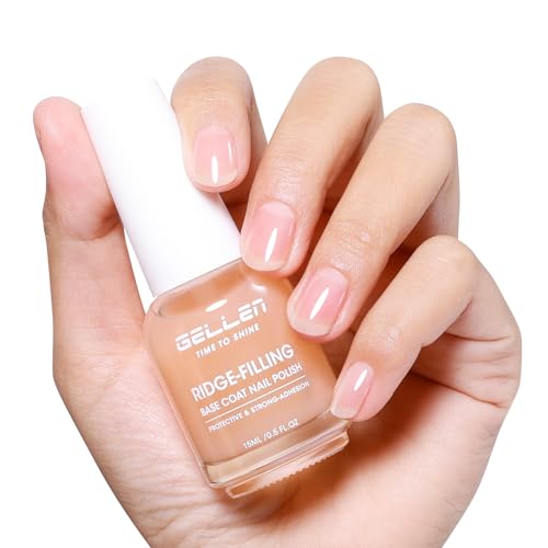 GELLEN Clear Nail Polish Ridge Filling Base Coat, Nail Strengthener and Growth, Ridge Filler For Nails, Hydrate Strengthen Nourish Damaged Dry Natural Nails, Shea Butter & Vitamin E & Protein Formula