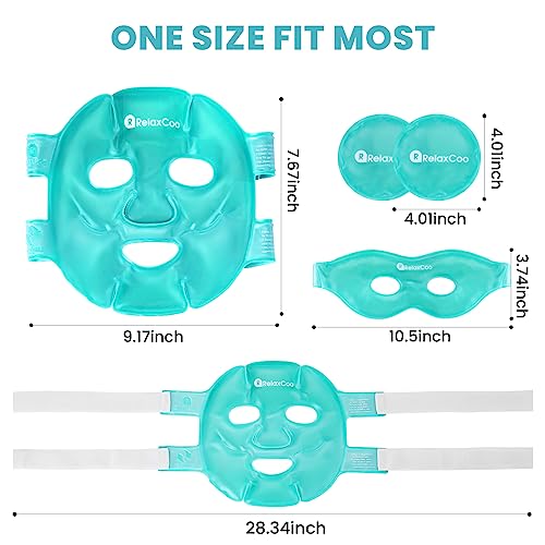Ice Face Eye Mask for Dark Circles and Puffiness Cold Warm Compress, Gel Cold Cooling Face Mask Package for Women and Men, Migraines, Headache, Stress and Relaxation