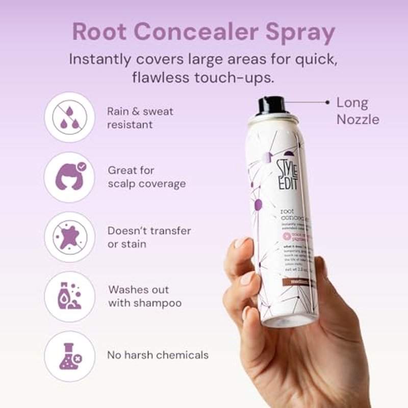 Style Edit Root Concealer Touch Up Spray (Multiple Colors Available) - Instantly Covers Greys And Roots - Professional Salon Quality Grays Cover Up Hair Products for Women Medium Brown 2 Ounce PACK OF 4 PLUS 1 FREE (Total Of 5)