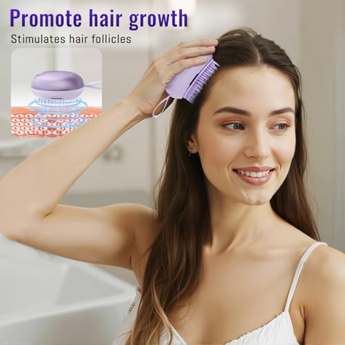 Scalp Massager Hair Growth Brush - Electric Head Massager Relax Scalp Stress - Unique Birthday Gifts for Women - Sonic Vibration Comb for Stimulating Follicles - Purple