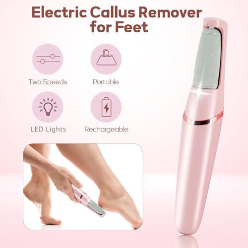 Callus Remover for Feet, ZABOUL Electric Foot Callus Remover Rechargeable Pedicure Tools Smooth Pedicure Wand Electronic Foot File, Feet Care for Removes Dry Hard & Dead Skin Ideal Gift