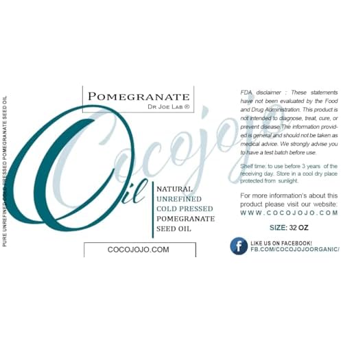 Dr Joe Lab Pomegranate Seed Oil 32 oz Sourced Pure Natural Cold Pressed Unrefined Extra Virgin Hair Skin Body Nail Beard Oil - Moisturizes, Soothes, Hydrates, & Nourishes