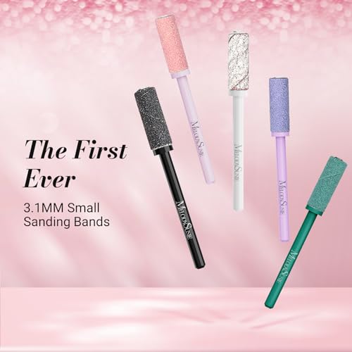 MelodySusie 50 Pcs Nail Drill Bits Small Sanding Bands with 3.1mm Mandrel Bit, 180 Fine Grit Nail File for Acrylic Nails Gel Manicures and Pedicure, Pink