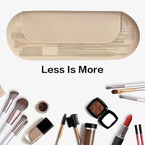 Makeup Brush Holder Magnetic Closure Make Up Brushes Organizer Silicone Makeup Bag Travel Essentials (Khaki)