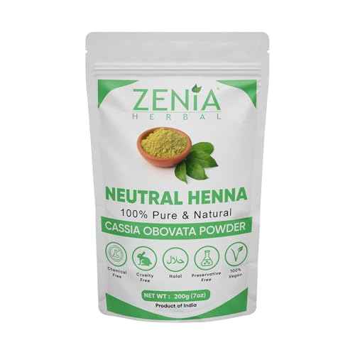 Zenia 100% Pure Neutral Henna Powder (Cassia Obovata) | 7oz (200g) | Colorless Henna for Hair | Natural Hair Conditioner | for Silky, Soft & Shiny Hair