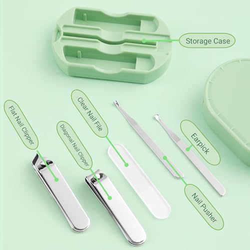 Manicure Set for Men & Women, 5-Piece Nail Care Kit, Portable Grooming Kit for Travel, Stainless Steel Nail Tools with Case Suitable for Home, Office, Outdoor Travel Kit