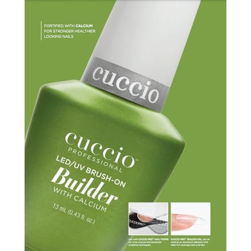 Cuccio Pro Brush-On Builder Gel With Calcium - LED And UV Self-Levelling Lightweight Formula - Soak-Off Gel Product With Strength Of Hard Gel - Chip-Resistant - Clear - 0.43 Oz Nail Polish