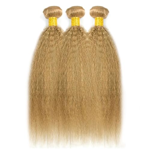Honey Blonde Human Hair Color 27 Kinky Straight Bundles Unprocessed Brazilian Virgin Hair 12 14 16 Inch Color 27 Bundles Human Hair