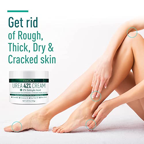 Urea cream 40 perent for feet: Maximum Strength Urea lotion for cracked Heels and Rough Thick Skin for foot- 42% Crema 5.29 oz.