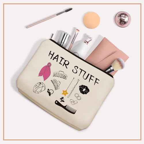 Hair Stuff Makeup Bag Gifts: Hair Accessories Themed Cosmetic & Toiletry Organizer Pouch For Teen Girls & Women Hairstylist Sisters, Friends.Ideal Gift For Travel, Birthdays, & Christmas.