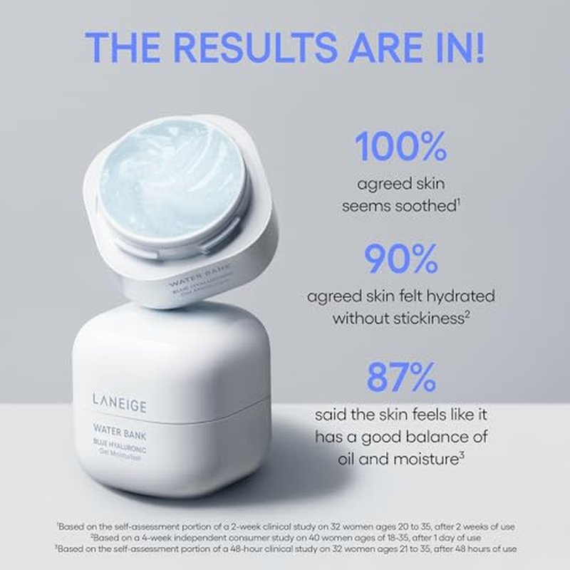 LANEIGE Water Bank Blue Hyaluronic Gel Moisturizer: Lightweight Hydrating Face Gel with Mint Extract, Hypoallergenic & Dermatologist-Tested