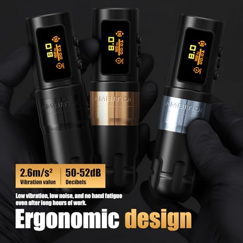Ambition Shura-X Tattoo Machine with Advanced Stabilizing System Coreless Motor Tattoo Cartridge Pen Gun 1800mAh Power Supply for Professional Tattoo Artists