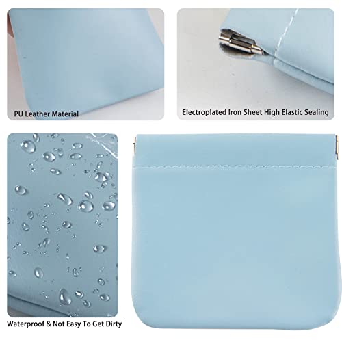 CANIPHA 8pcs Lambskin Pocket Cosmetic Bag, Waterproof Portable Small Makeup Bag No Zipper Self-closing Pouch for Women Mini Travel Storage Cosmetics Headphones Jewelry