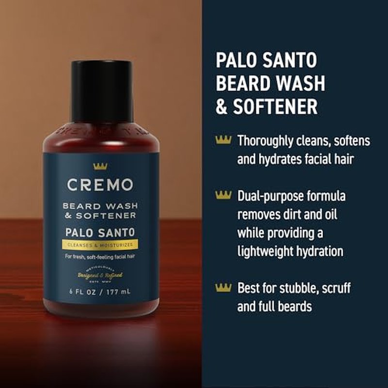 Cremo Palo Santo 2n1 Beard Wash & Softener + Deep Conditioner + Oil Set for Medium to Long Beards