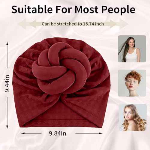 Women Turbans and Head Wraps, Women African Turban Flower Knot Pre-Tied Bonnet Beanie Cap Headwrap