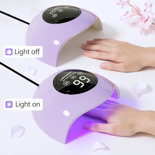 72W UV LED Nail Lamp Light Dryer for Nails Gel Polish with 18 Beads 3 Timer Setting & LCD Touch Display Screen, Auto Sensor, Professional Nails, Purple