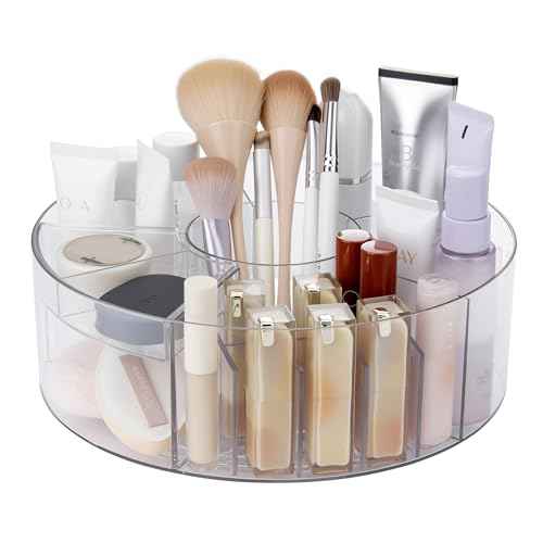 Lonian 360¡Æ Rotating Makeup Organizer, Adjustable Acrylic Cosmetic Storage, Cosmetic Organisers and Spinning Makeup Stand for Beauty Skincare