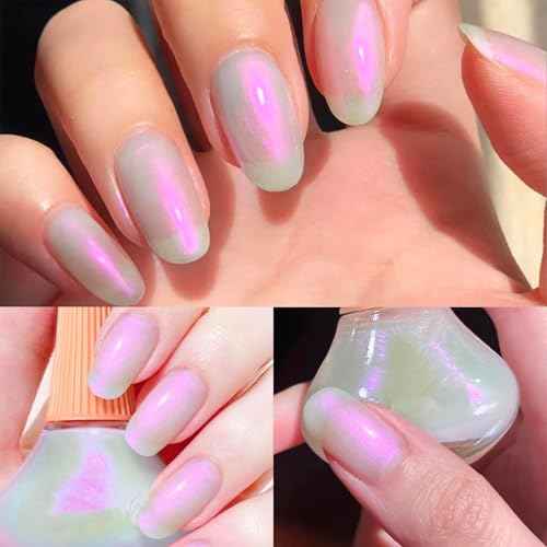6 Colors Nail Polish, 12ml¡¿6 Quick Dry Nail Lacquer, Super Lustrous Nail Enamel Polish, Shimmer Iridescent Ultrachrome Nail Art Varnish, 0.41 fl oz
