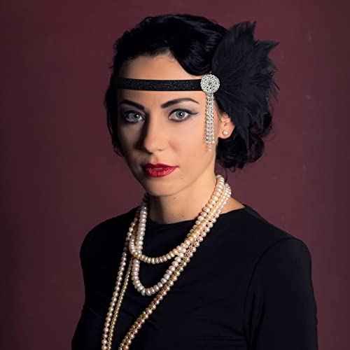 Patelai 4 Pcs Vintage 1920s Flapper Headband Rhinestone Flapper Headpiece Roaring 20s Accessories for Women Halloween