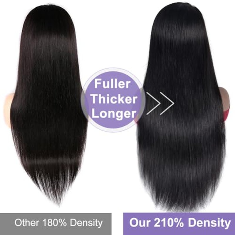 ALI PANDA [2-YEAR Life, 205g, 210% Density 6x4 Wear and Go Wig,100% Human Hair, Skinlike HD Glueless Closure Wigs Human Hair Pre Plucked Pre Cut, (0.1mm Ultra-Thin HD Lace), Middle Part 24 Inch