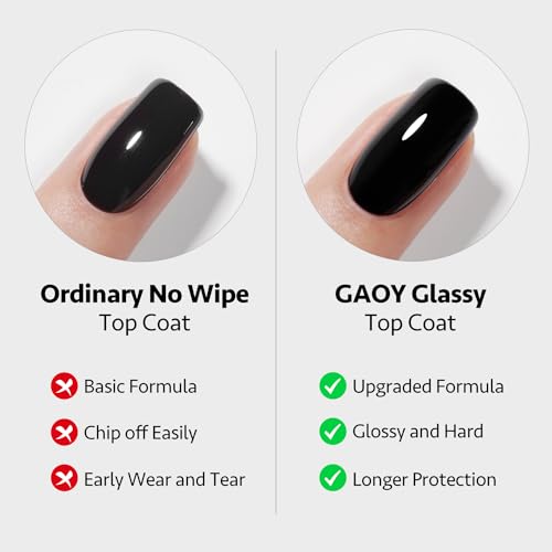 GAOY 2 Pcs 16ml No Wipe Gel Top Coat, Glassy Clear Gel Top Coat, High Gloss Finish for UV Light Cure Nail Polish
