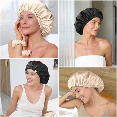 YANIBEST 22 Momme 100% Mulberry Silk Sleep Cap Silk Bonnet for Women - Natural Silk Sleeping Cap Hair Bonnet & Silk Scrunchies