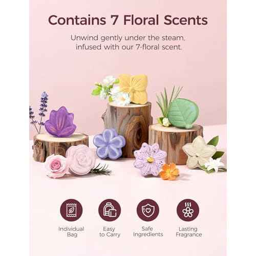 Momcozy Shower Steamers 14 Pack-7 Unique Shapes & Floral Scents, Long Lasting Fragrance, Gentle Formula, Perfect Travel & Gift Idea for Home Spa Relaxation